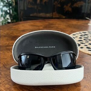 EUC Balenciaga Black Sunglasses with Hard Case ( as-is read full description)